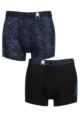 Boys 2 Pack CR7 Cotton Boxer Shorts - Blue Print/Black