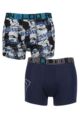 Boys 2 Pack CR7 Cotton Boxer Shorts - Navy/Grey Print