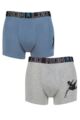 Boys 2 Pack CR7 Cotton Boxer Shorts - Grey/Blue