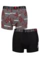 Boys 2 Pack CR7 Cotton Boxer Shorts - Grey Print/Black