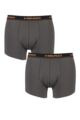 Mens 2 Pack Head Basic Cotton Boxer Shorts In Grey - Charcoal