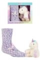 Boys and Girls 1 Pair Totes Super Soft Slipper Socks With Plush Toy - Unicorn