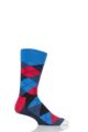 Mens and Ladies 1 Pair Happy Socks Argyle Combed Cotton Socks - Blue