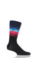 Mens and Ladies 1 Pair Happy Socks Faded Diamond Combed Cotton Socks - Black