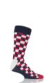 Mens and Ladies 1 Pair Happy Socks Filled Optic Combed Cotton Socks - Red