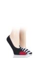 Ladies 2 Pair Lulu Guinness Cotton Ped Socks - Red Big Lips