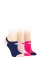 Ladies 3 Pair LuLu Guinness Kisses Cotton Trainer Socks - Pink / Navy