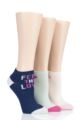 Ladies 3 Pair Lulu Guinness Cotton Secret Socks - Feel the Love Navy