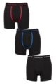Mens 3 Pack Glenmuir Cotton and Bamboo Blend Long Leg Trunks - Black /  Red / White / Blue