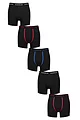 Mens 5 Pack Glenmuir Cotton and Bamboo Blend Boxers - Black Red / White / Blue