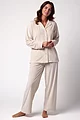 Women's 1 Pack Heat Holders Soul Warming Cosy Ribbed Pyjama Set - Cream