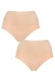 Ladies 2 Pack Ambra Seamless Smoothies Full Brief Underwear - Rose Beige