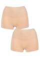 Ladies 2 Pack Ambra Seamless Smoothies Shorties Underwear - Rose Beige