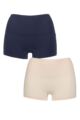 Ladies 2 Pack Ambra Seamless Smoothies Shorties Underwear - Navy / Lemonade