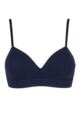 Ladies 1 Pack Ambra Organic Cotton Longline Moulded Bra Underwear - Navy