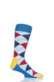 Mens and Ladies 1 Pair Happy Socks Argyle Combed Cotton Socks - Blue 2