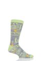 Mens and Ladies 1 Pair Shared Earth Square Swirls Fair Trade Bamboo Socks - Grey