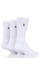 Mens 3 Pair Ralph Lauren Cotton Crew Sports Socks - White