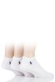 Mens 3 Pair Ralph Lauren Plain Cotton Ghost Ped Socks - White