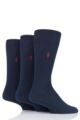 Mens 3 Pair Ralph Lauren Egyptian Cotton Ribbed Plain Socks - Navy