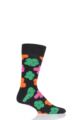 Mens and Ladies 1 Pair Happy Socks Andy Warhol Flowers Socks - Black