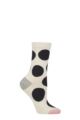 Women's 1 Pair Caroline Gardner Patterned Bamboo and Cotton Blend Socks - Spot Cream / Black