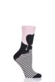 Ladies 1 Pair LuLu Guinness Heart Face Bamboo/Cotton Socks - Pink