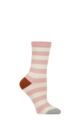 Women's 1 Pair Caroline Gardner Patterned Bamboo and Cotton Blend Socks - Stripe Pink / Cream