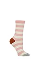 Women's 1 Pair Caroline Gardner Patterned Bamboo and Cotton Blend Socks - Stripe Pink / Cream