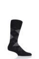 Mens 1 Pair Pantherella Racton Heavy Gauge Merino Wool Argyle Socks - Black