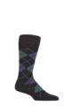 Mens 1 Pair Pantherella Racton Heavy Gauge Merino Wool Argyle Socks - Black / Purple / Green