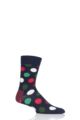 Mens and Ladies 1 Pair Happy Socks Big Dot Combed Cotton Socks - Navy Multi 2