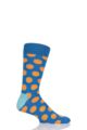 Mens and Ladies 1 Pair Happy Socks Big Dot Combed Cotton Socks - Blue 2