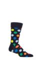 Mens and Ladies 1 Pair Happy Socks Big Dot Combed Cotton Socks - Dark Navy