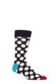 Mens and Ladies 1 Pair Happy Socks Big Dot Snowman Socks - Navy