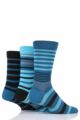 Mens 3 Pair SOCKSHOP Comfort Cuff Gentle Bamboo Striped Socks with Smooth Toe Seams - Big City