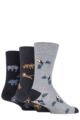 Mens 3 Pair Gentle Grip Fun Feet Socks - Born Free