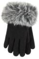 Womens 1 Pair SOCKSHOP Heat Holders Hollis Faux Fur Gloves - Black