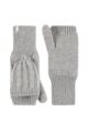 Ladies 1 Pair SOCKSHOP Heat Holders Ash Cable Knit Converter Mittens - Light Grey