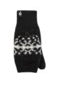 Ladies 1 Pack SOCKSHOP Heat Holders Heather Patterned Converter Mittens - Black