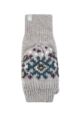 Ladies 1 Pack SOCKSHOP Heat Holders Heather Patterned Converter Mittens - Light Grey