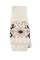 Ladies 1 Pack SOCKSHOP Heat Holders Heather Patterned Converter Mittens - Cream