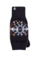 Ladies 1 Pack SOCKSHOP Heat Holders Heather Patterned Converter Mittens - Navy