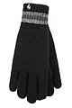 Mens 1 Pack SOCKSHOP Heat Holders Cedar Stripe Cuff Gloves - Black