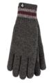 Mens 1 Pack SOCKSHOP Heat Holders Cedar Stripe Cuff Gloves - Charcoal
