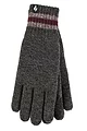 Mens 1 Pack SOCKSHOP Heat Holders Cedar Stripe Cuff Gloves - Charcoal