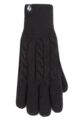 Women's 1 Pair SOCKSHOP Heat Holders Willow Cable Gloves - Black