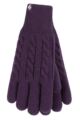 Women's 1 Pair SOCKSHOP Heat Holders Willow Cable Gloves - Purple
