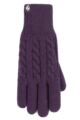 Ladies 1 Pair SOCKSHOP Heat Holders Willow Cable Gloves - Purple