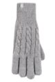 Ladies 1 Pair SOCKSHOP Heat Holders Willow Cable Gloves - Light Grey